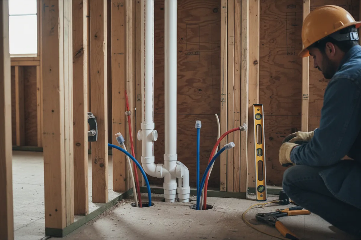 Drain and supply rough-in during Drain Cleaning in Sanford